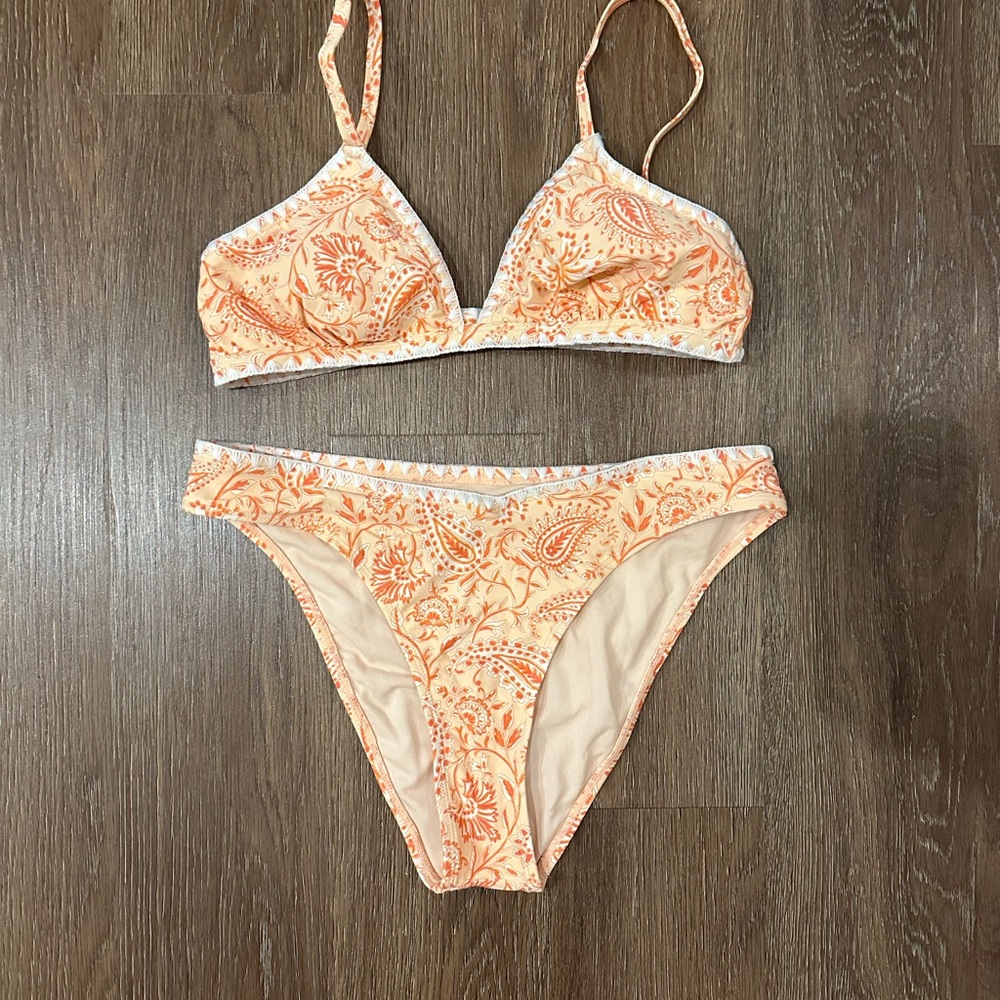 Cupshe Orange Floral Bikini Set
